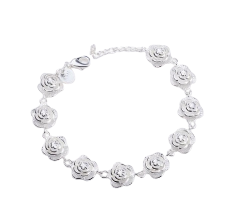 Pulseira em Prata 925 Rosa Cheia